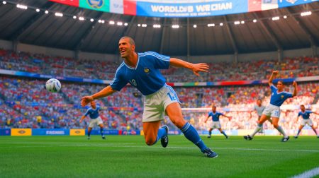Illustration de Zinedine Zidane lors de la finale de la Coupe du Monde 1998, image générée par intelligence artificielle.