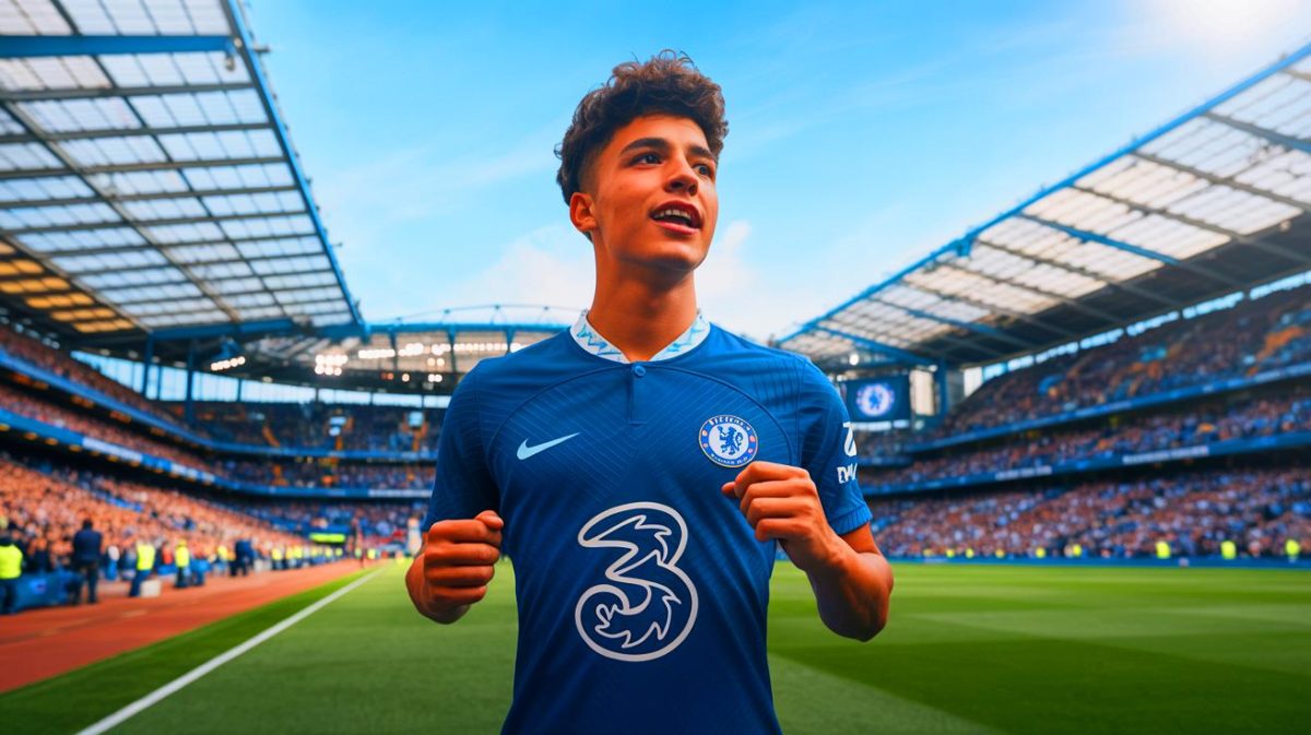 Illustration de Jorrel Hato, jeune défenseur néerlandais, rejoignant Chelsea pour renforcer l'équipe londonienne.