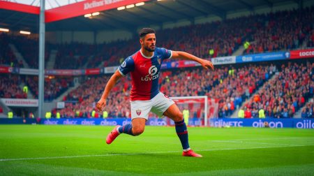 Illustration de Olivier Giroud célébrant son retour triomphal au LOSC en Ligue 1.