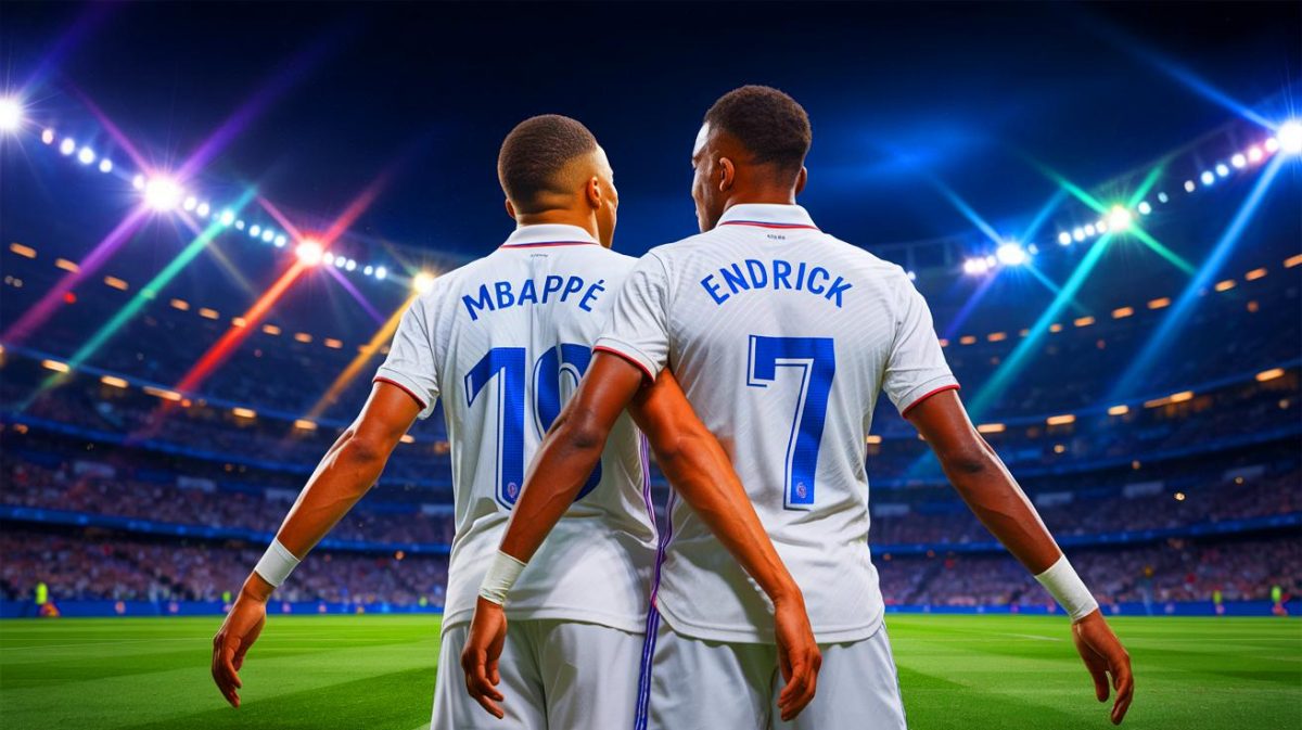 « Incroyable, Endrick explose avec le numéro 9 » : Le Real Madrid en ébullition alors que le jeune prodige brésilien soulève déjà des passions Illustration de Kylian Mbappé et Endrick portant leurs nouveaux numéros au Real Madrid.