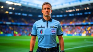 Illustration de la directive de la FIFA sur l'interdiction de publicité sur les tenues des arbitres.