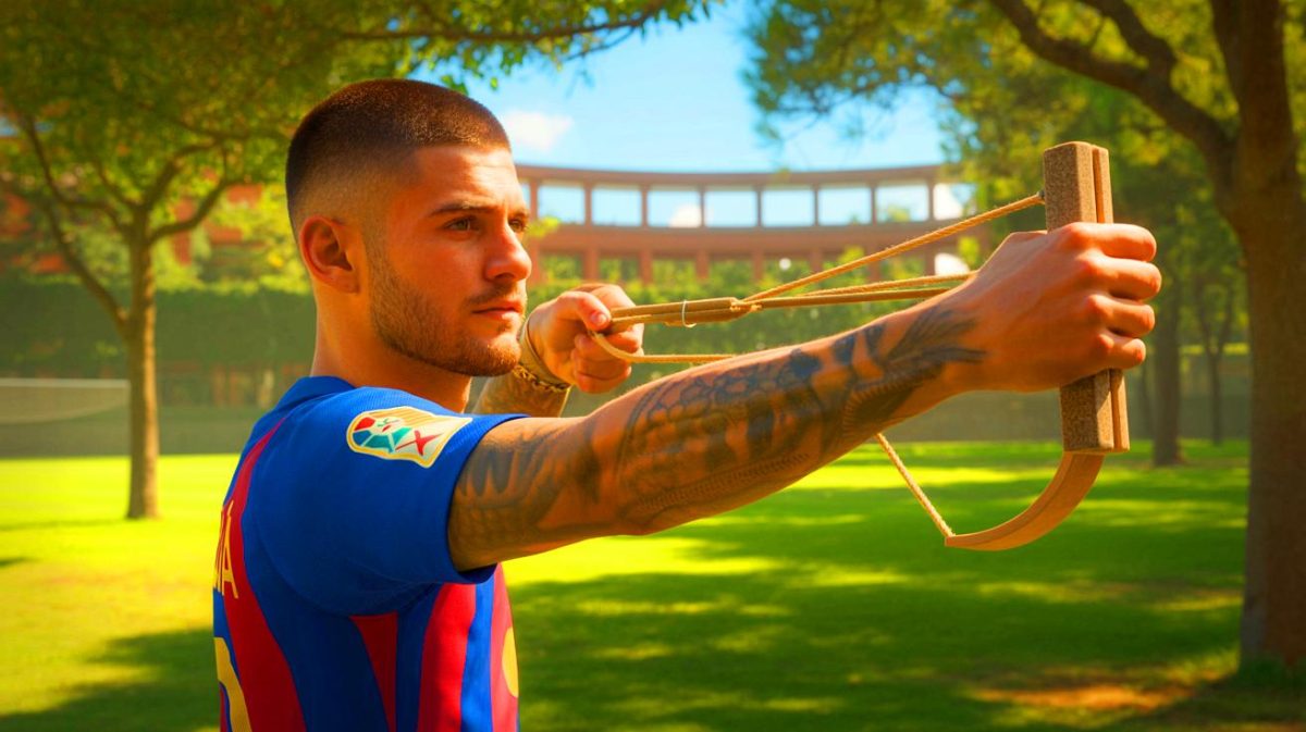Illustration de Mauro Icardi à La Masia lors de l'épisode marquant avec le pigeon.