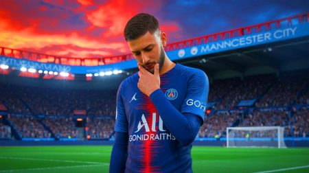 Illustration de Gianluigi Donnarumma quittant le Paris Saint-Germain pour rejoindre Manchester City.