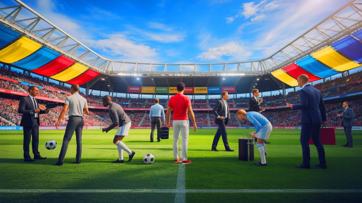 Illustration de l'intensification des négociations de transfert dans le football européen.