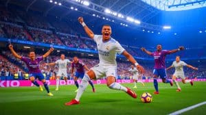 Illustration de la victoire du Real Madrid contre Levante avec un doublé de Kylian Mbappé.