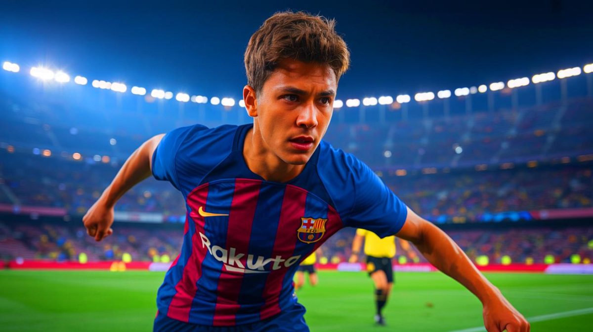 Illustration de Lamine Yamal répondant aux critiques de Hansi Flick après le match nul du FC Barcelone.