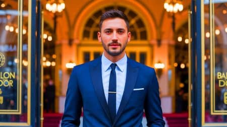 Illustration de Gianluigi Donnarumma lors de la cérémonie du Ballon d'Or à Paris.
