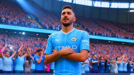 Illustration de Gianluigi Donnarumma rejoignant Manchester City après son départ du Paris Saint-Germain.