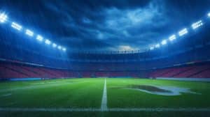 Illustration de l'annulation du Clasico entre l'Olympique de Marseille et le Paris Saint-Germain en raison des conditions météorologiques.