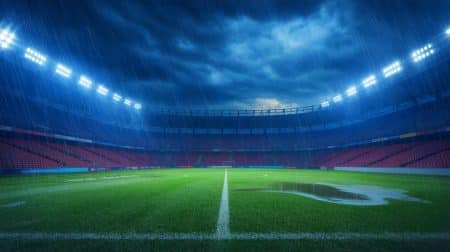 Illustration de l'annulation du Clasico entre l'Olympique de Marseille et le Paris Saint-Germain en raison des conditions météorologiques.