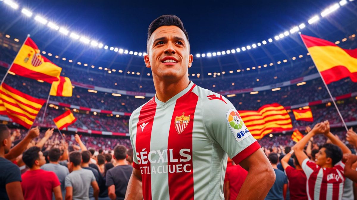 Illustration de l'arrivée d'Alexis Sánchez au Séville FC pour son retour en Liga.