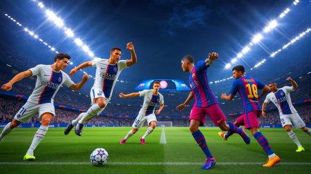 Illustration de la confrontation attendue entre le PSG et le FC Barcelone en Ligue des champions.