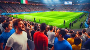 Illustration de la rencontre sportive entre l'Italie et Israël dans un contexte de tensions politiques et de préoccupations sécuritaires.