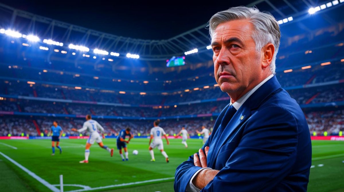 Real Madrid secoué : « 300 jours de souffrance » pour Ancelotti, le banc explose sous pression Illustration de Carlo Ancelotti face aux défis défensifs du Real Madrid.