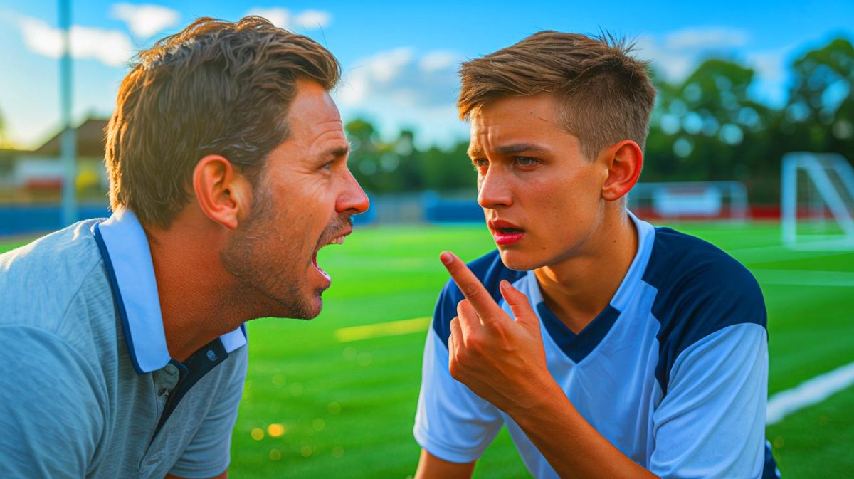 Wilfrid pulvérise les espoirs de Kylian Mbappé avec une déclaration explosive : « Plus jamais, c’est fini » Illustration de Wilfrid Mbappé discutant avec son fils Kylian lors d'un match de football.