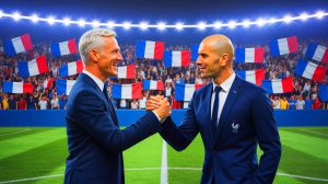 Illustration de la transition à venir dans l'Équipe de France avec Didier Deschamps et Zinédine Zidane.