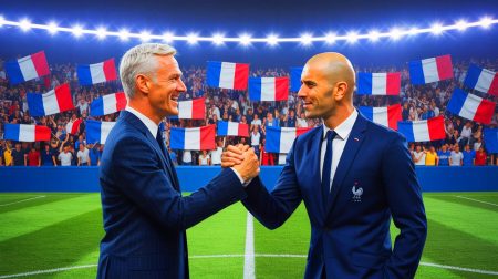 Illustration de la transition à venir dans l'Équipe de France avec Didier Deschamps et Zinédine Zidane.