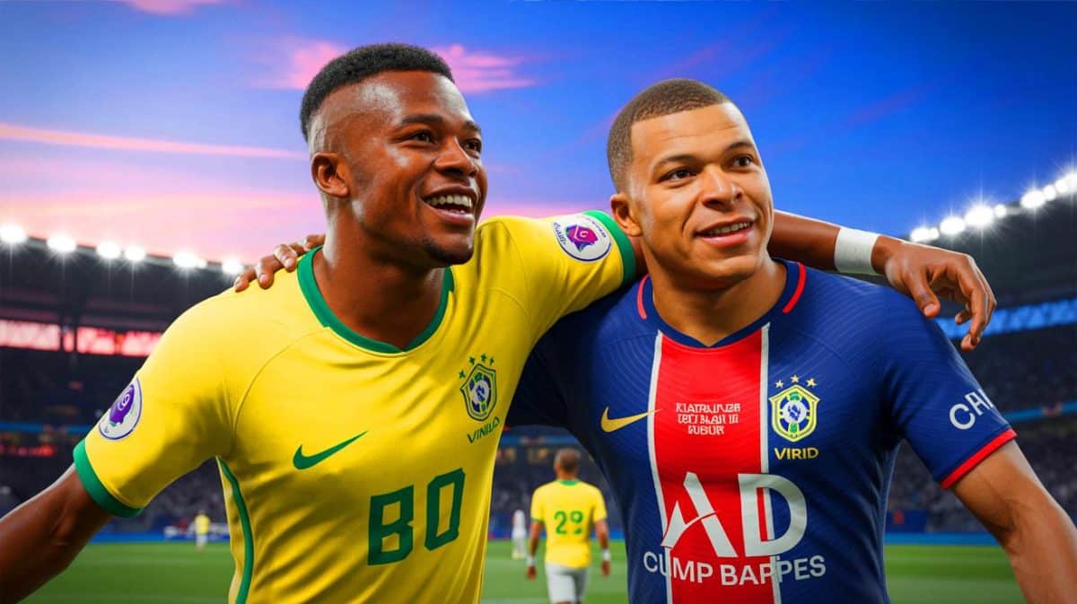Illustration de la complicité entre Vinicius Junior et Kylian Mbappé lors du match contre Villarreal.