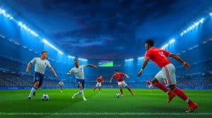 Illustration de l'affrontement intense entre Porto et Benfica lors du Clássico au stade Estadio do Dragão.