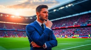 Illustration de la transition d'Olivier Giroud vers une carrière de consultant pour la Coupe du monde 2026.